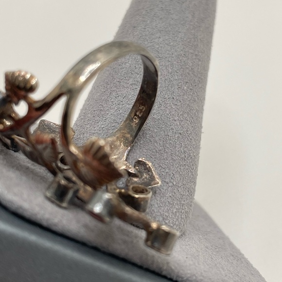 Garnet Forest 925 Silver-Plated Cocktail Ring Size 7.25 - Picture 9 of 11
